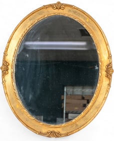 Vintage Ornate Gilt Oval Wall Mirror