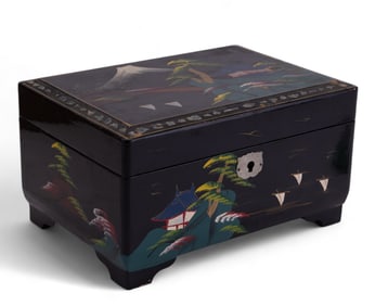 Vintage Japanese Black Lacquer Jewelry/Music Box