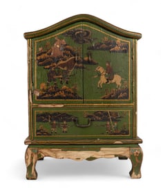 Chinoiserie Green Painted Cabinet