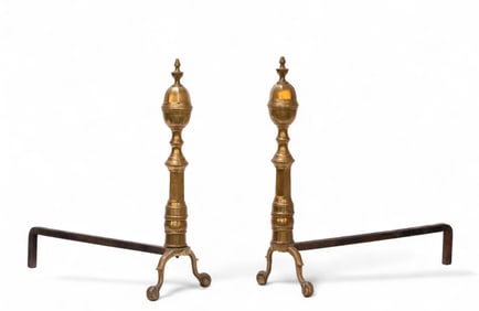 Pair of Vintage Brass Andirons