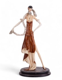 A. Santini Art Deco Lady Sculpture (Signed)