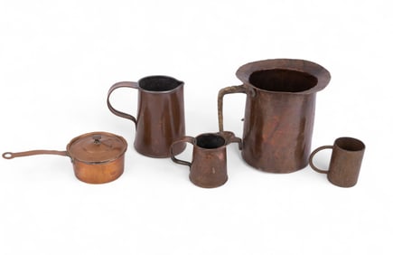 19th C/Vintage Copper Pitchers, Pots, Creamers
