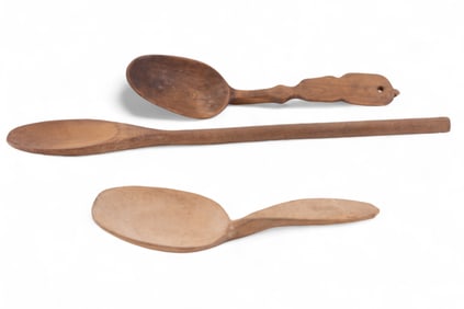 Rev. War Era, 18th C. Antique Wood Spoons (3)