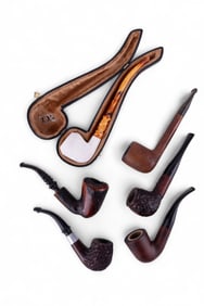 Six Tobacco Pipes w/ Meerschaum Sherlock in Case