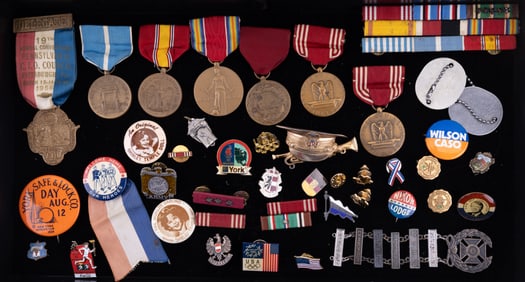 Military Medals, Pinbacks, & Sterling Pendant
