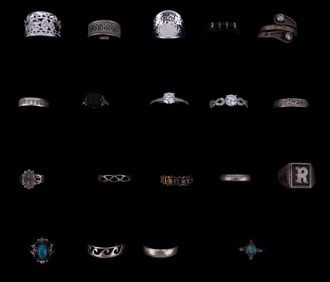 Sterling Silver Rings w/ Semi Prec. Stones (19)