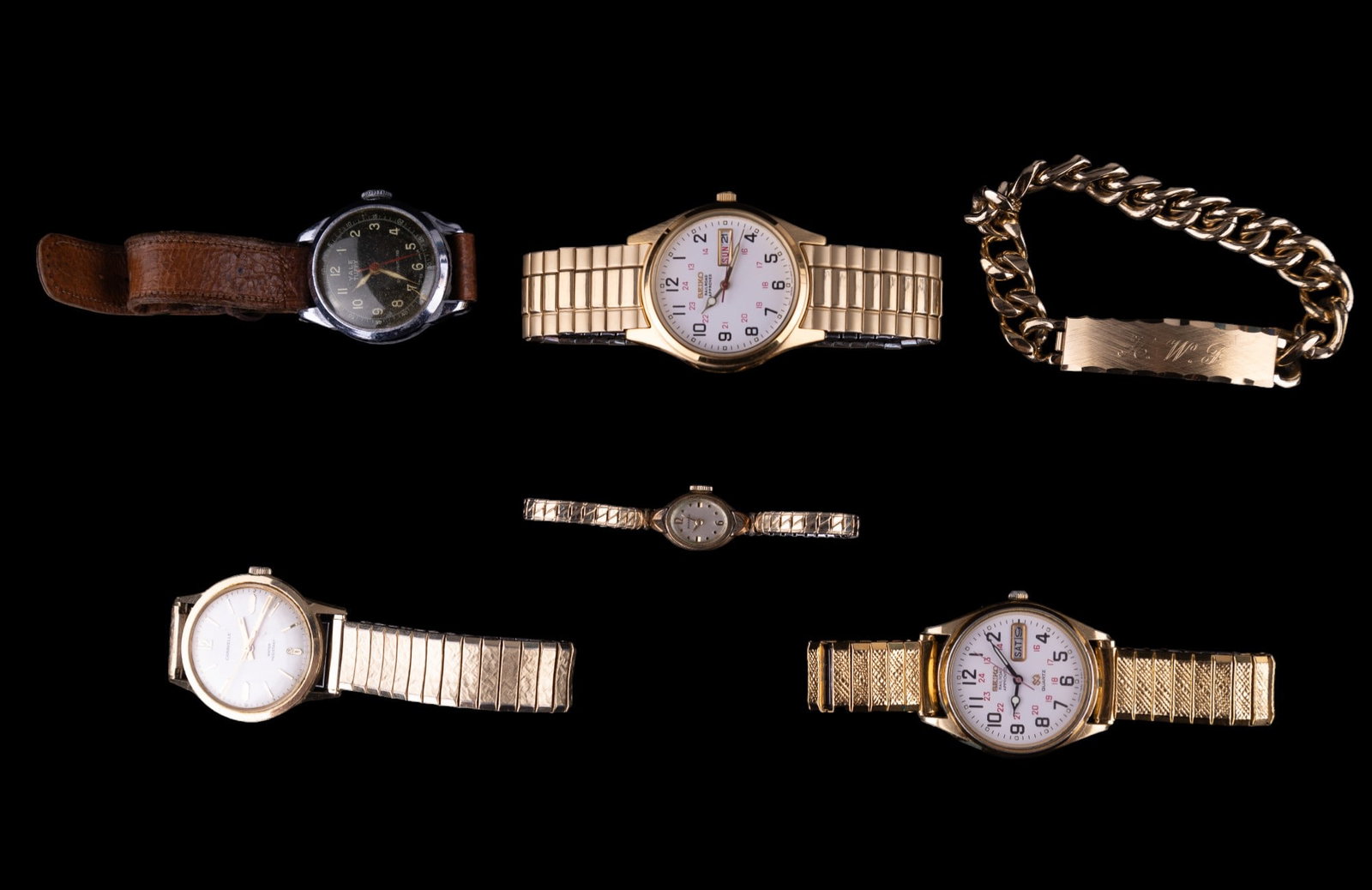 Vintage Estate Watches: Collection includes pair of Seiko Railroad Approved, Caravelle water resistant, circa 1920s Yale-Tuffy, and more. As found in from working to non-working condition.