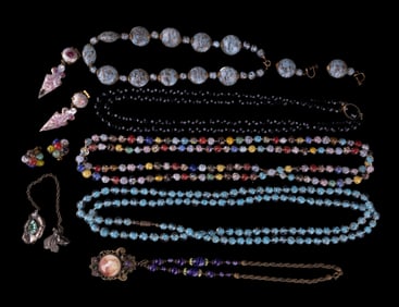 Art Deco Glass Necklaces and Vintage Jewelry