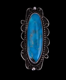 Signed Native American Turquoise Sterling Ring