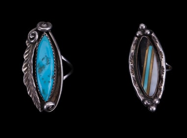 Vintage Native American Turquoise Rings (2)