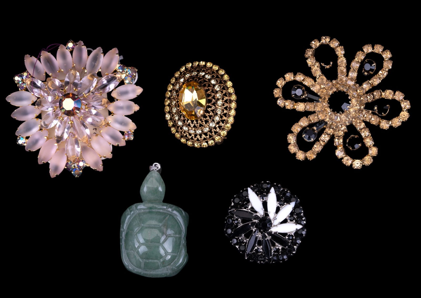 Black/White, Austrian Rhinestone Brooches (1 of 9)