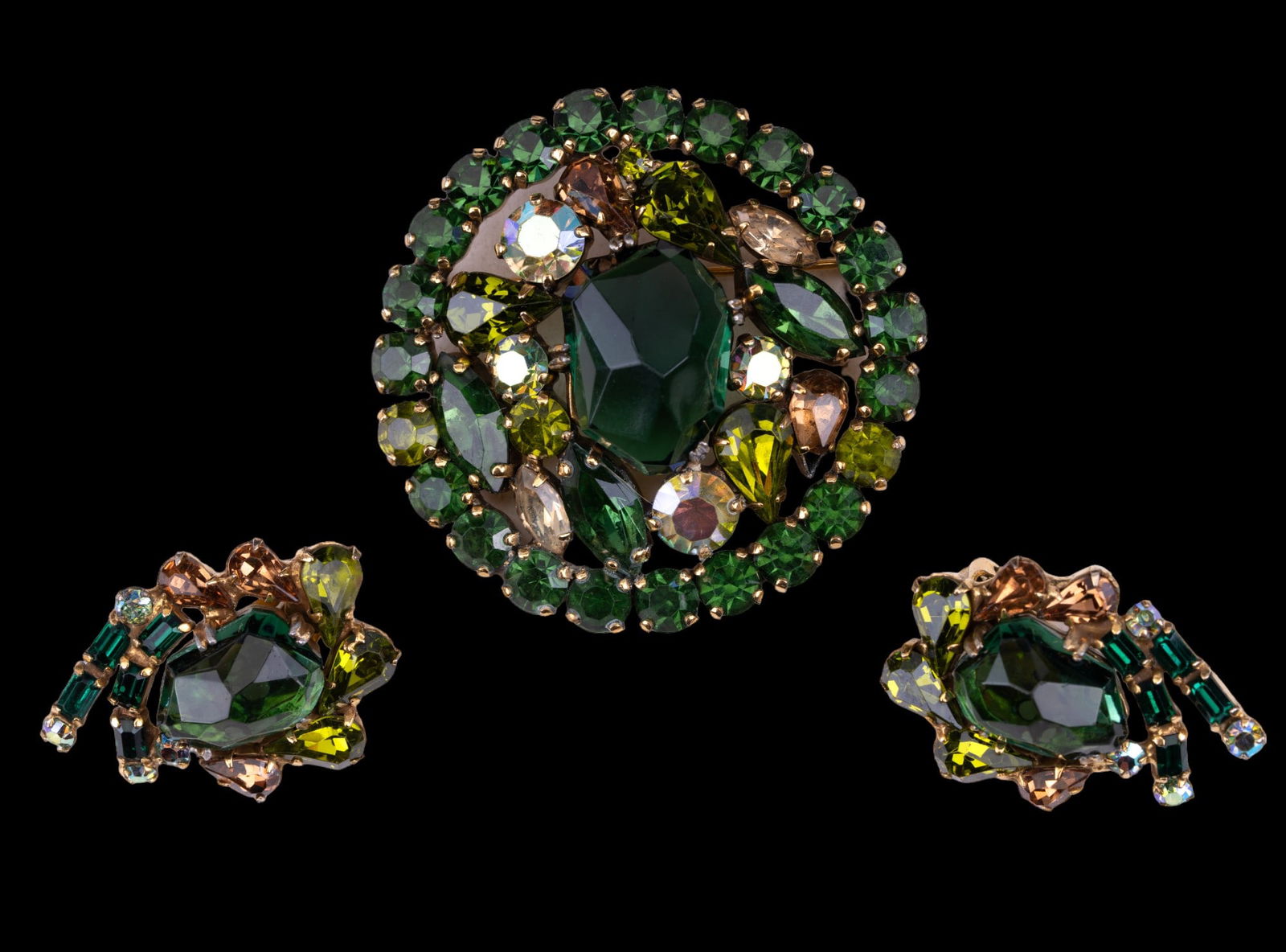 Weiss Vintage Rhinestone Brooch & Clip-on Set (1 of 3)