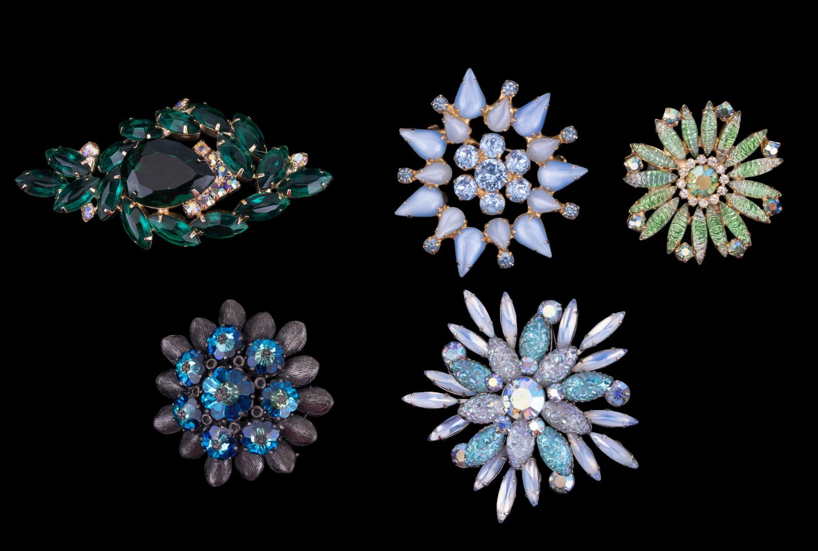 Rhinestone Floral Brooches (1 of 6)