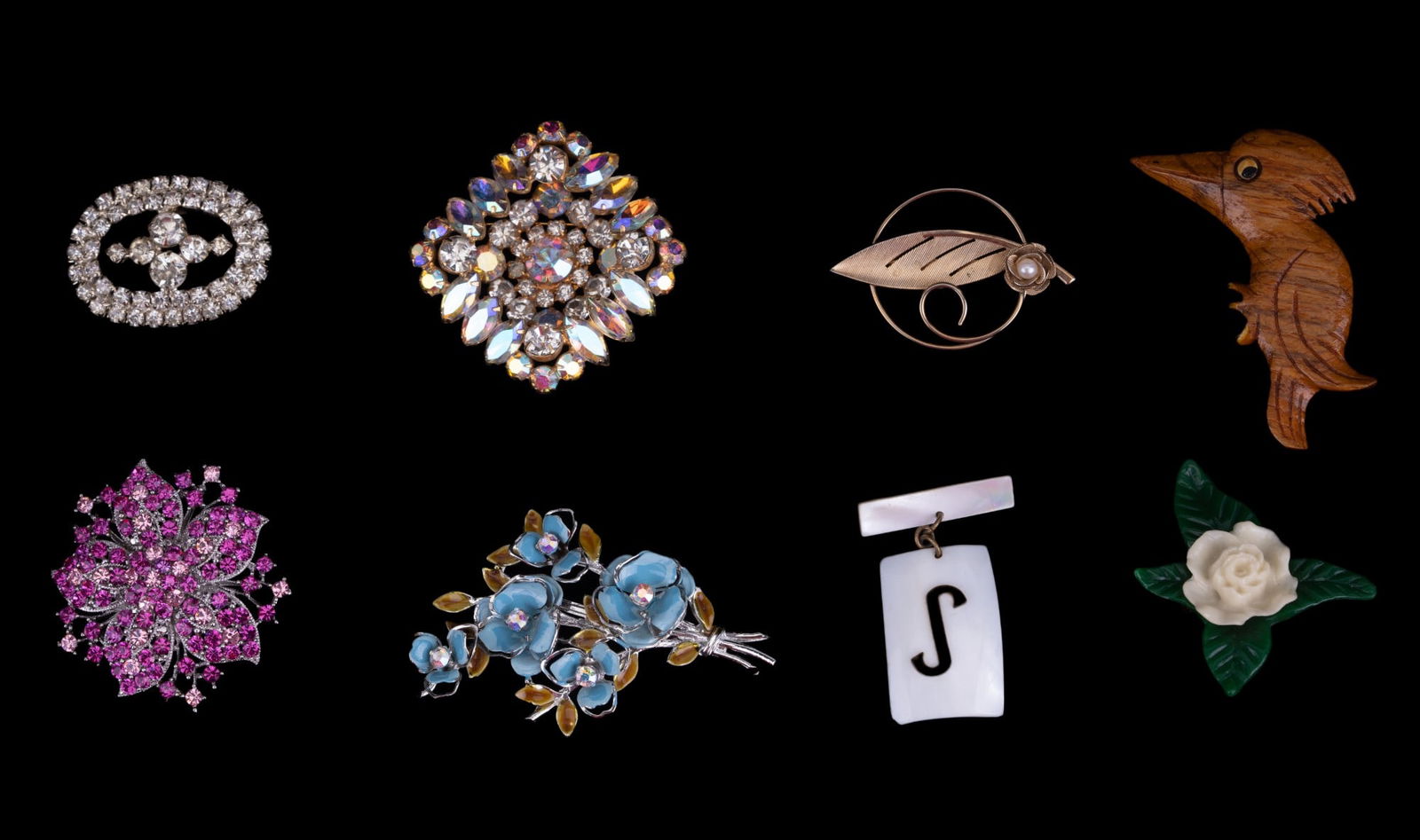 Rhinestone, Shell, Figural, more Brooches (1 of 6)