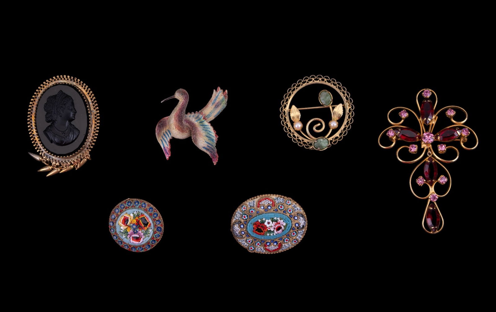 Micromosaic, G.F, Cameo, more Brooches & Pins (1 of 8)