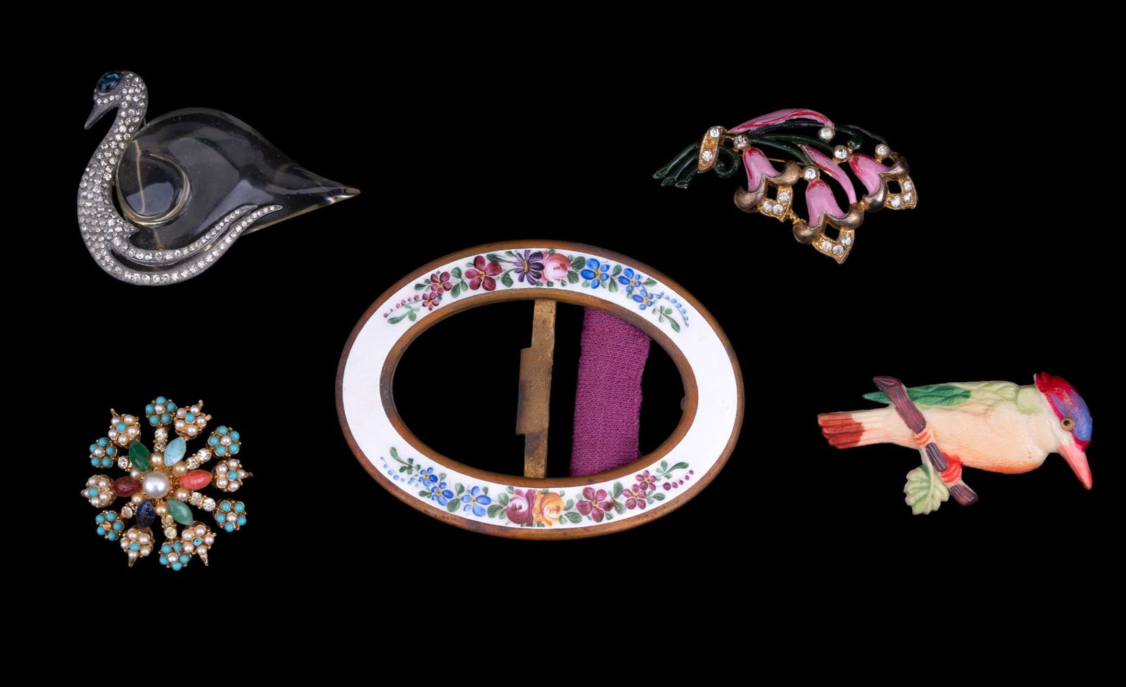 Vintage Rhinestone & Figural Brooches, Belt Buckle (1 of 8)