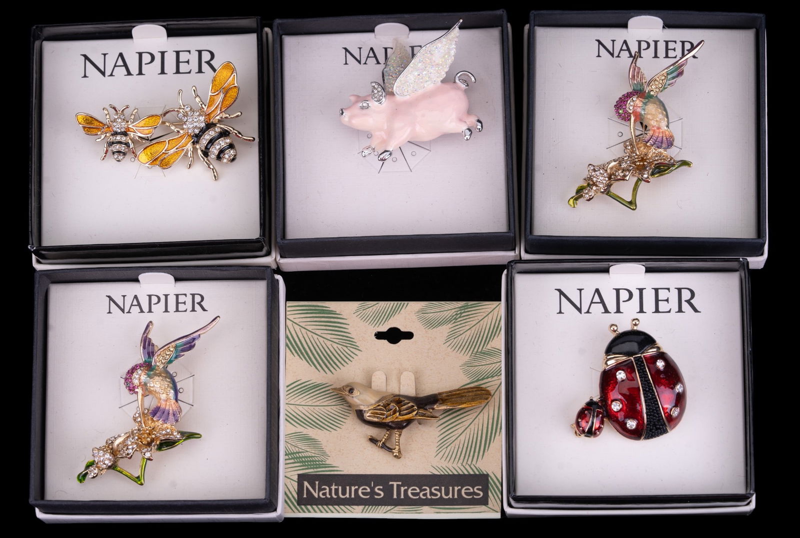 Napier Enamel Rhinestone Figural Brooches (5) (1 of 7)