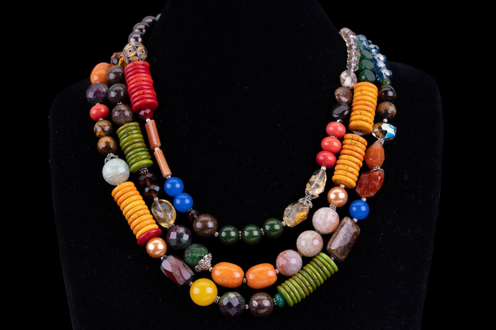 Sterling Natural Stone Crystal Bead Necklace (1 of 6)