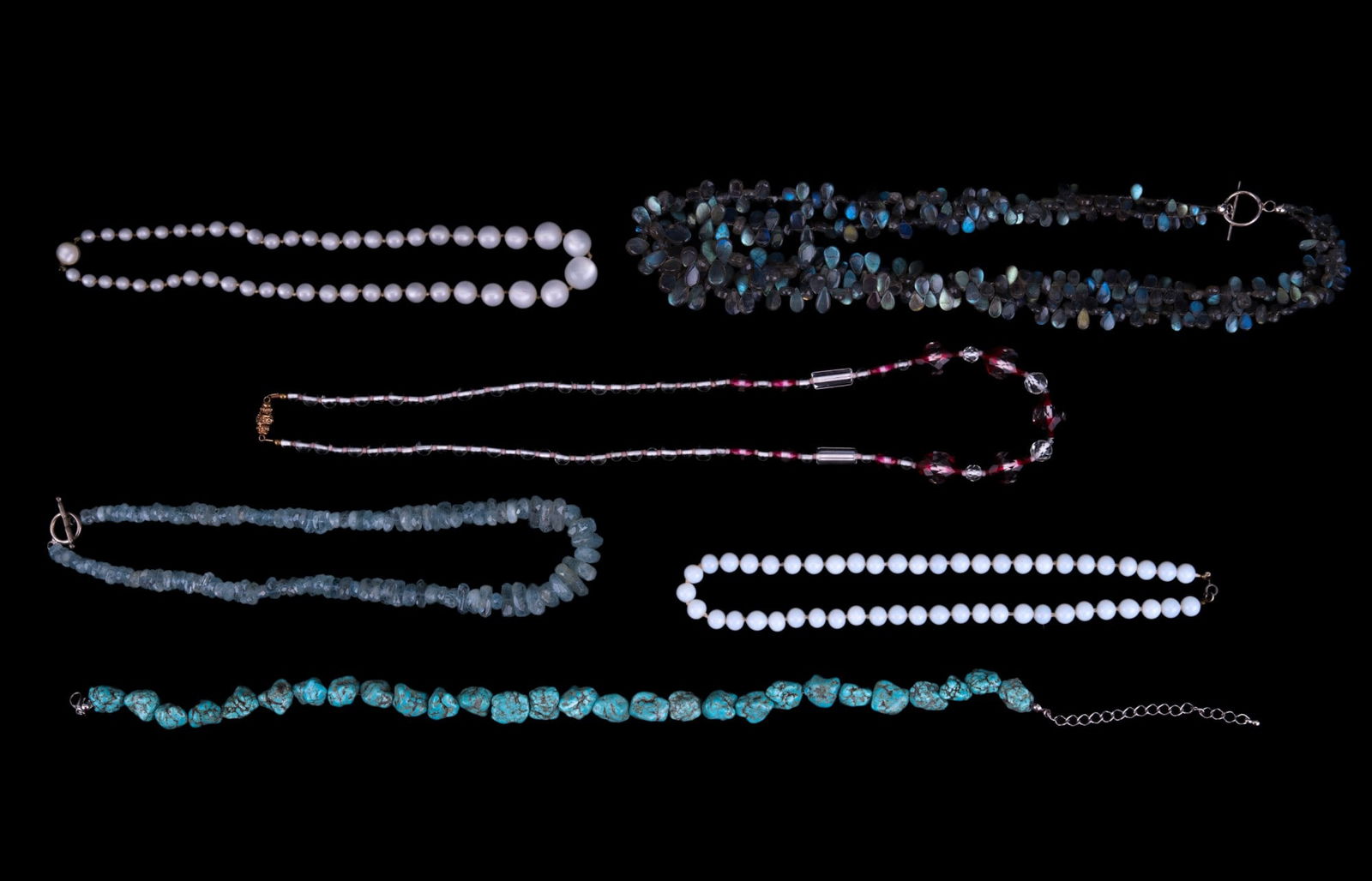 Turquoise, Crystal, Glass Beaded Necklaces (1 of 12)