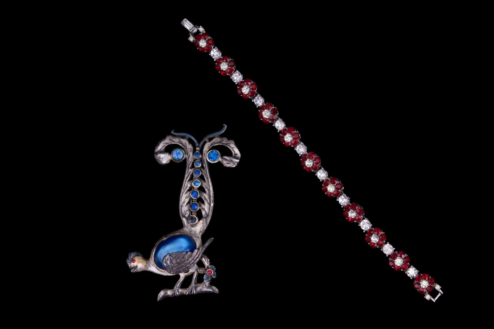 Vintage Trifari Rhinestone Bracelet & Pin (1 of 8)