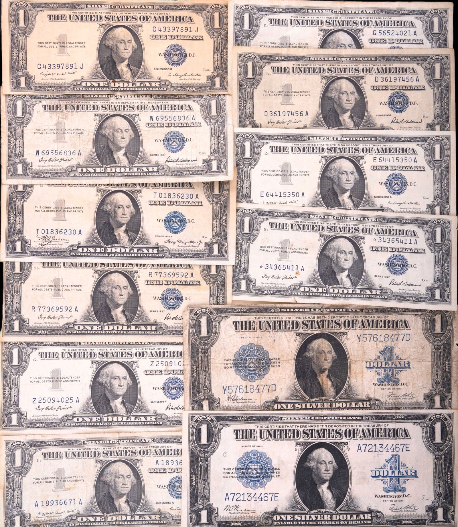 20th C. Silver Certificate Dollar Bills (2 Large) (1 of 5)