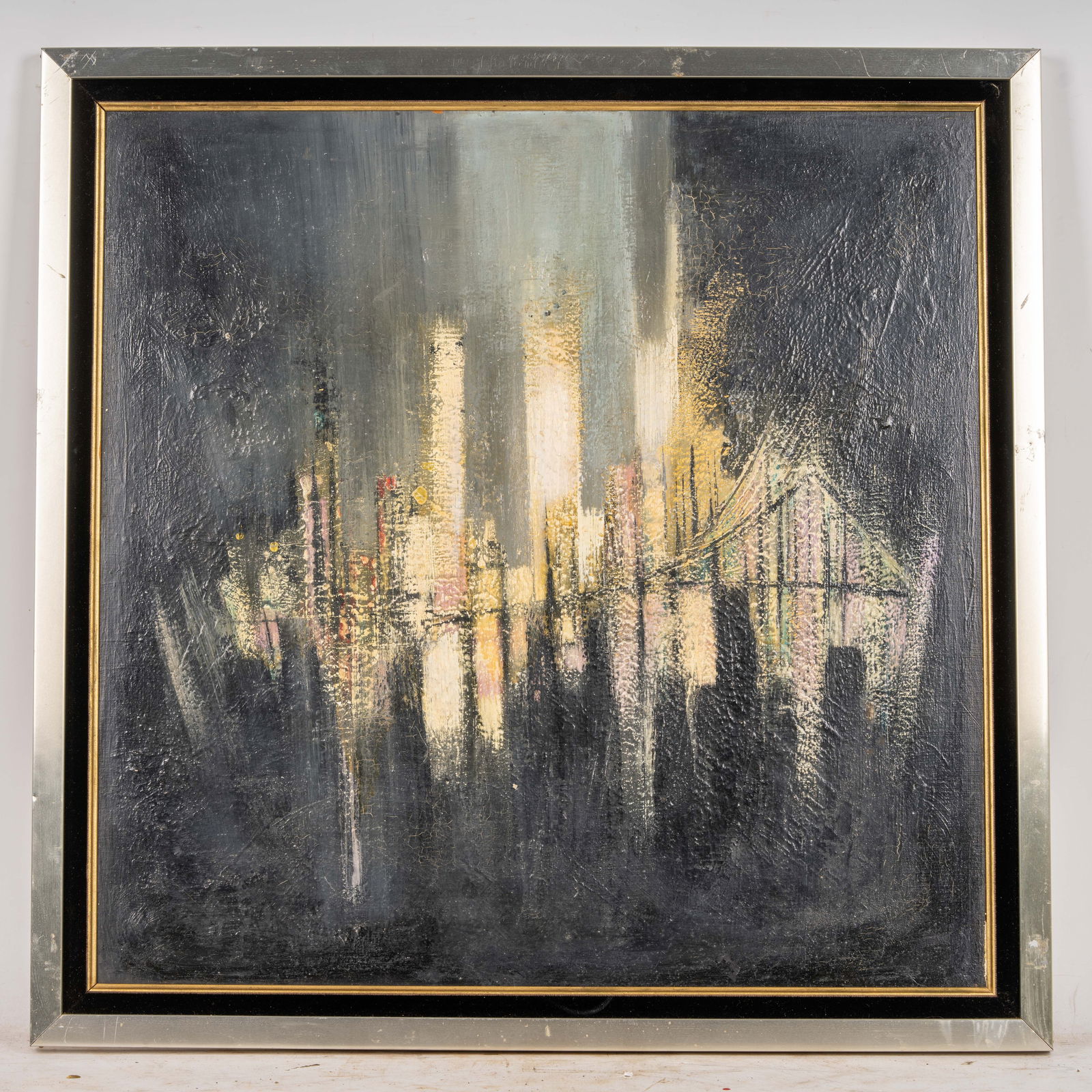 Vintage Painting MCM Style Abstract Skyline (1 of 9)