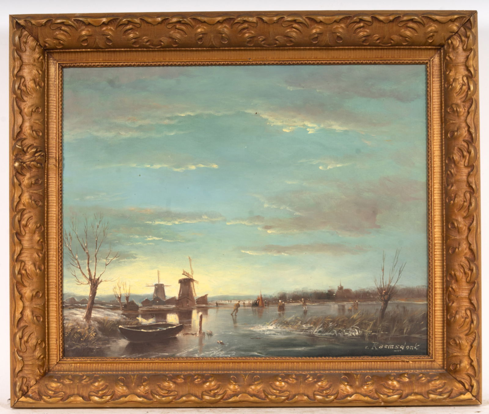 Dutch Winter Scene Oil Painting (1 of 6)