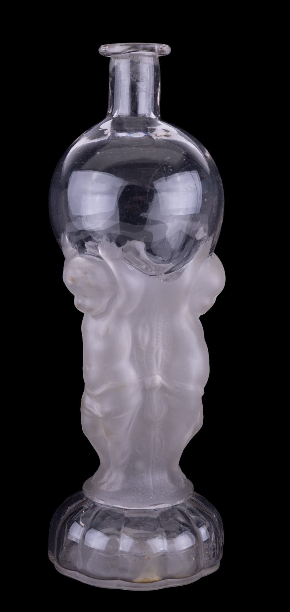 19th C. French Frosted Glass Cherubs Bottle (1 of 5)