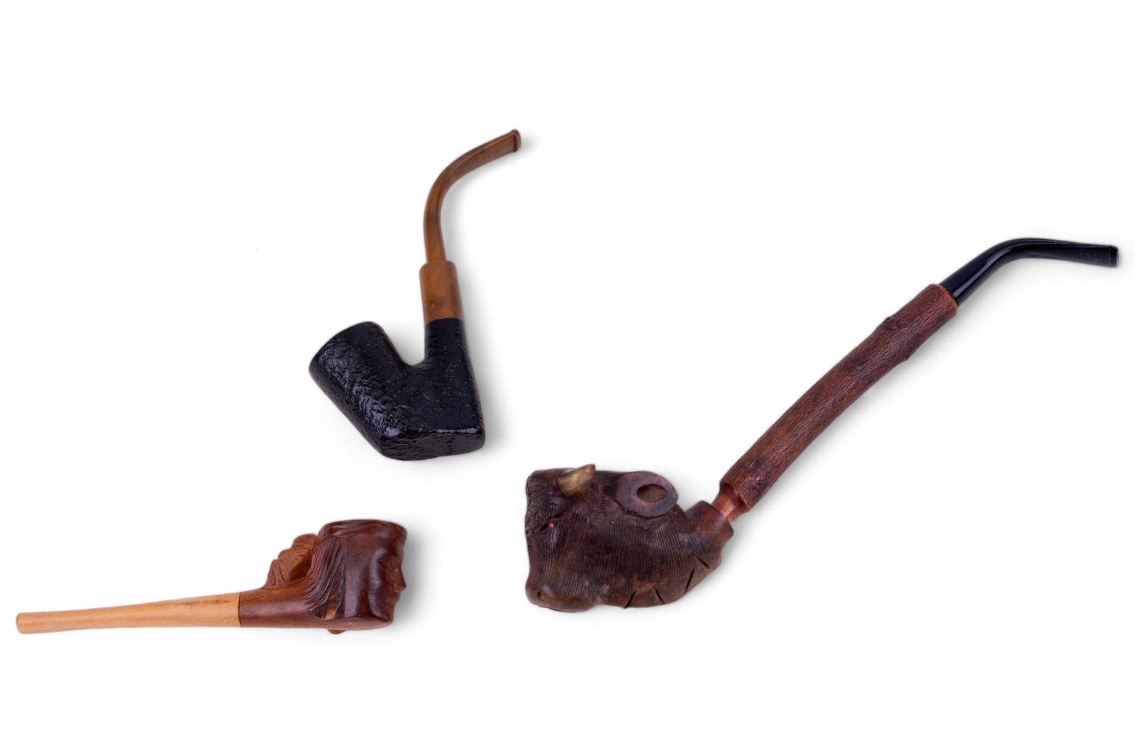 Vintage Bull, Italy, & Carved Face Pipes (3) (1 of 12)