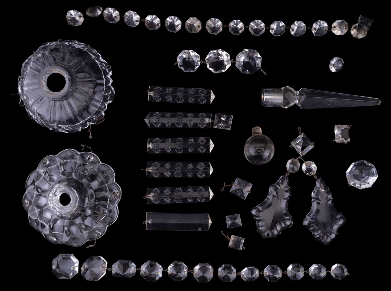 Antique Chandelier Crystals & Parts (14 pcs) (1 of 3)