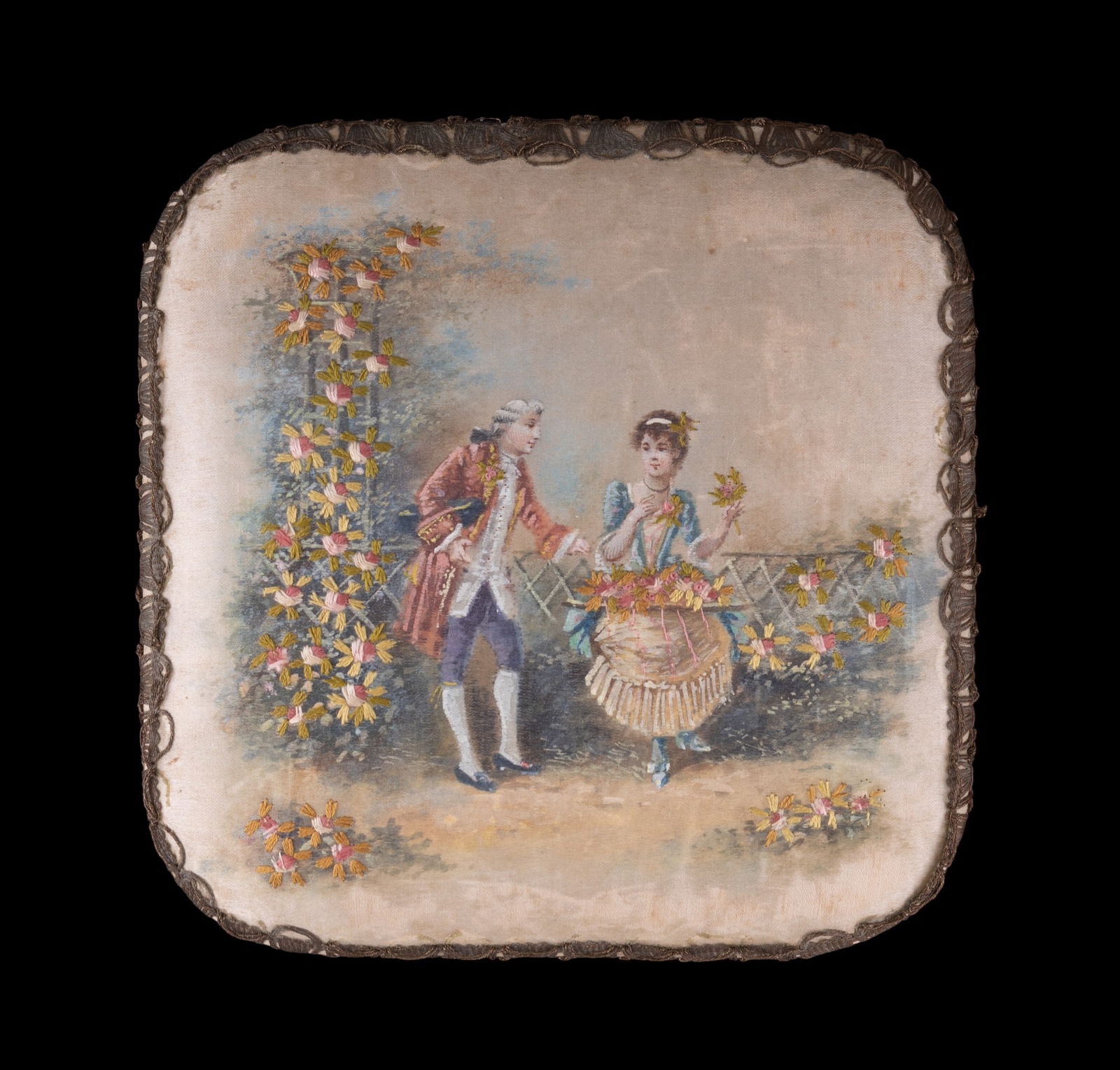 19th C. Embroidered Silk Dresser Box (1 of 6)