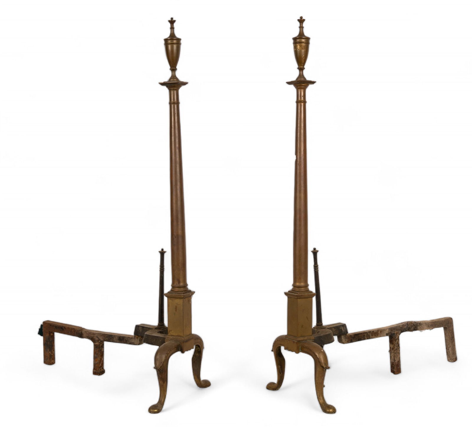 19th C. Tall Brass Andirons (1 of 18)