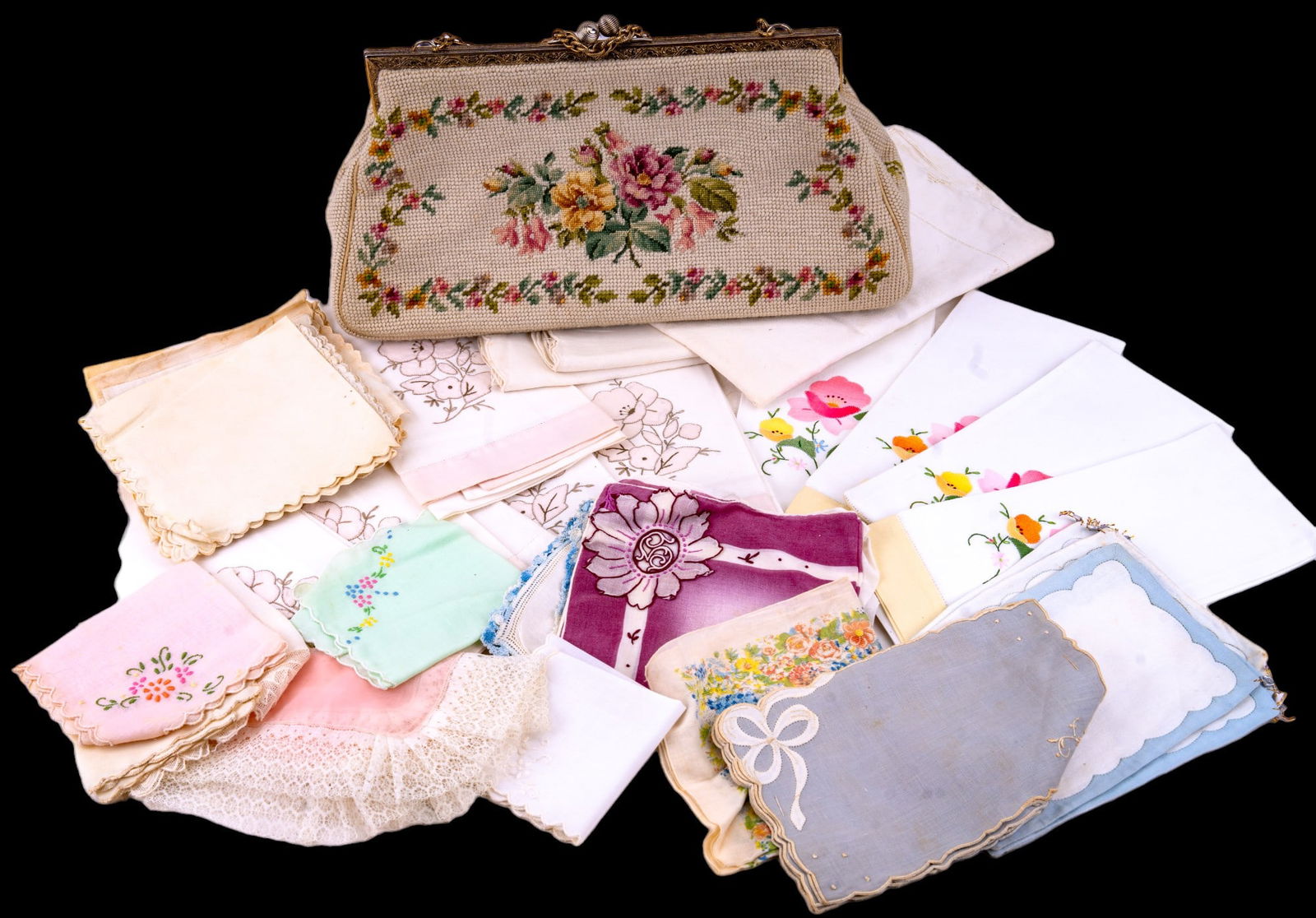 Vintage Linens & Knitted Purse (1 of 11)