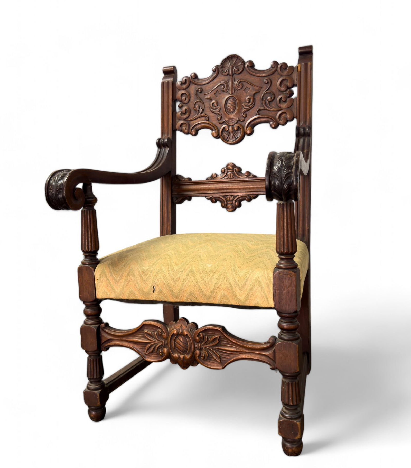 Antique Jacobean Style Carved Arm Chair (1 of 10)