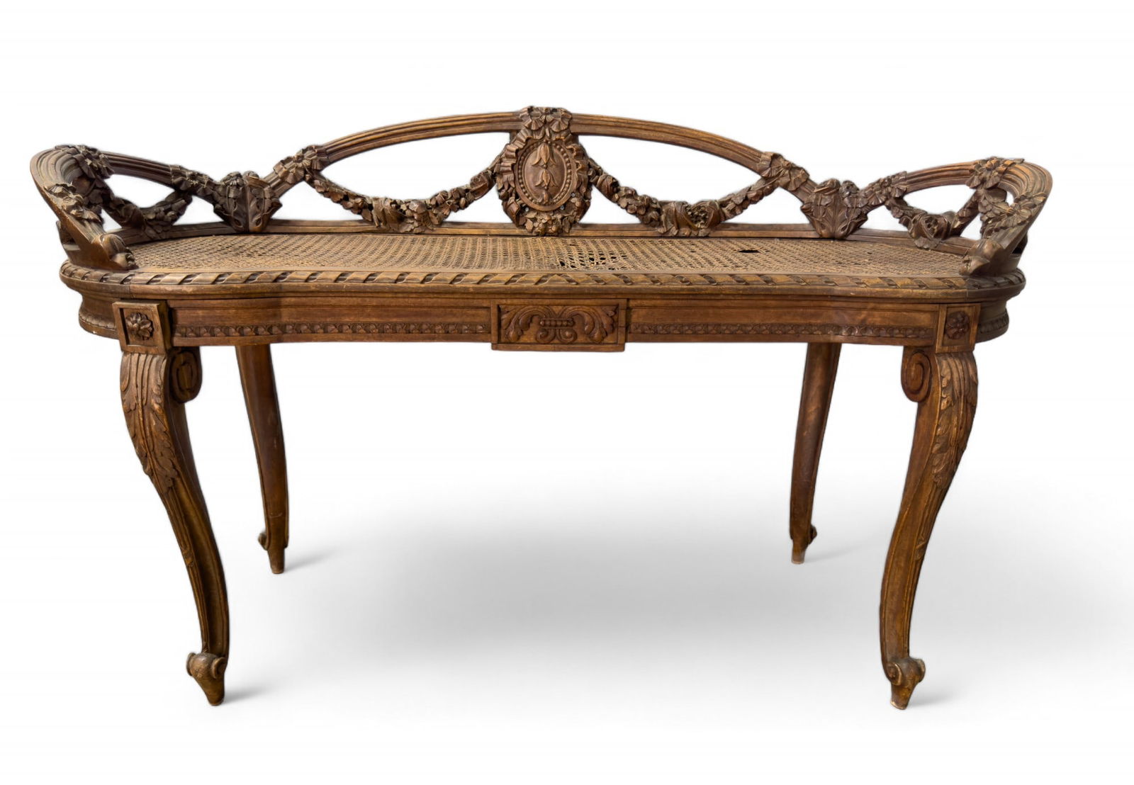 Victorian Stlye Caned Settee / Dresser Seat (1 of 9)