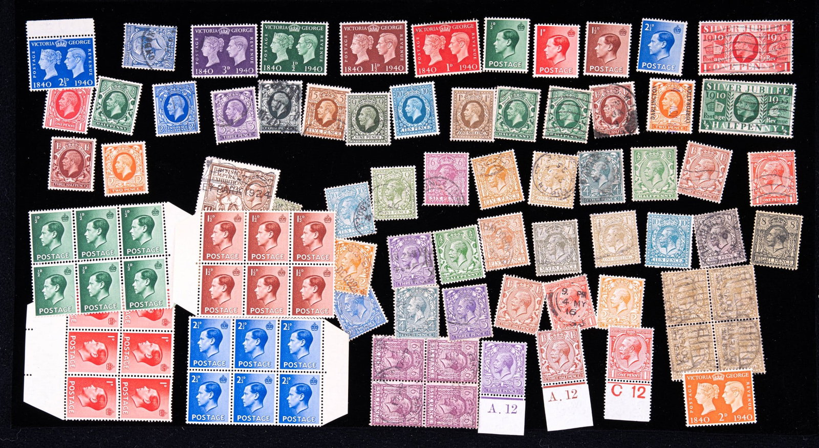 Antique/Vintage British Empire Stamps (87): Eighty seven British empire stamps that are both vintage & antique, in various denominations. Conditions of stamps and the gum on back vary as seen in photography.