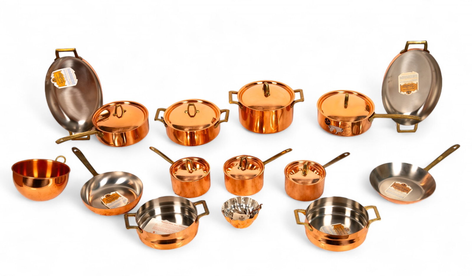 Douro & Revere Ware Copper Clad Cookware (17): 17 total pieces of Douro & Revere Ware cookware. Most pieces are new w/ tags attached. All pieces are marked by their maker.