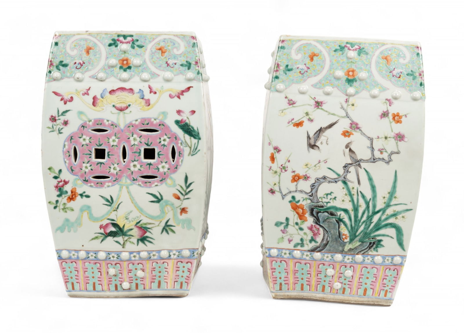 Chinese Famille Rose Porcelain Garden Stool Pair (1 of 14)