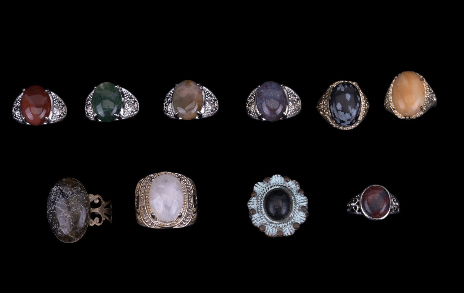 Agate & Other Cabochon Ring Grouping (10) (1 of 10)