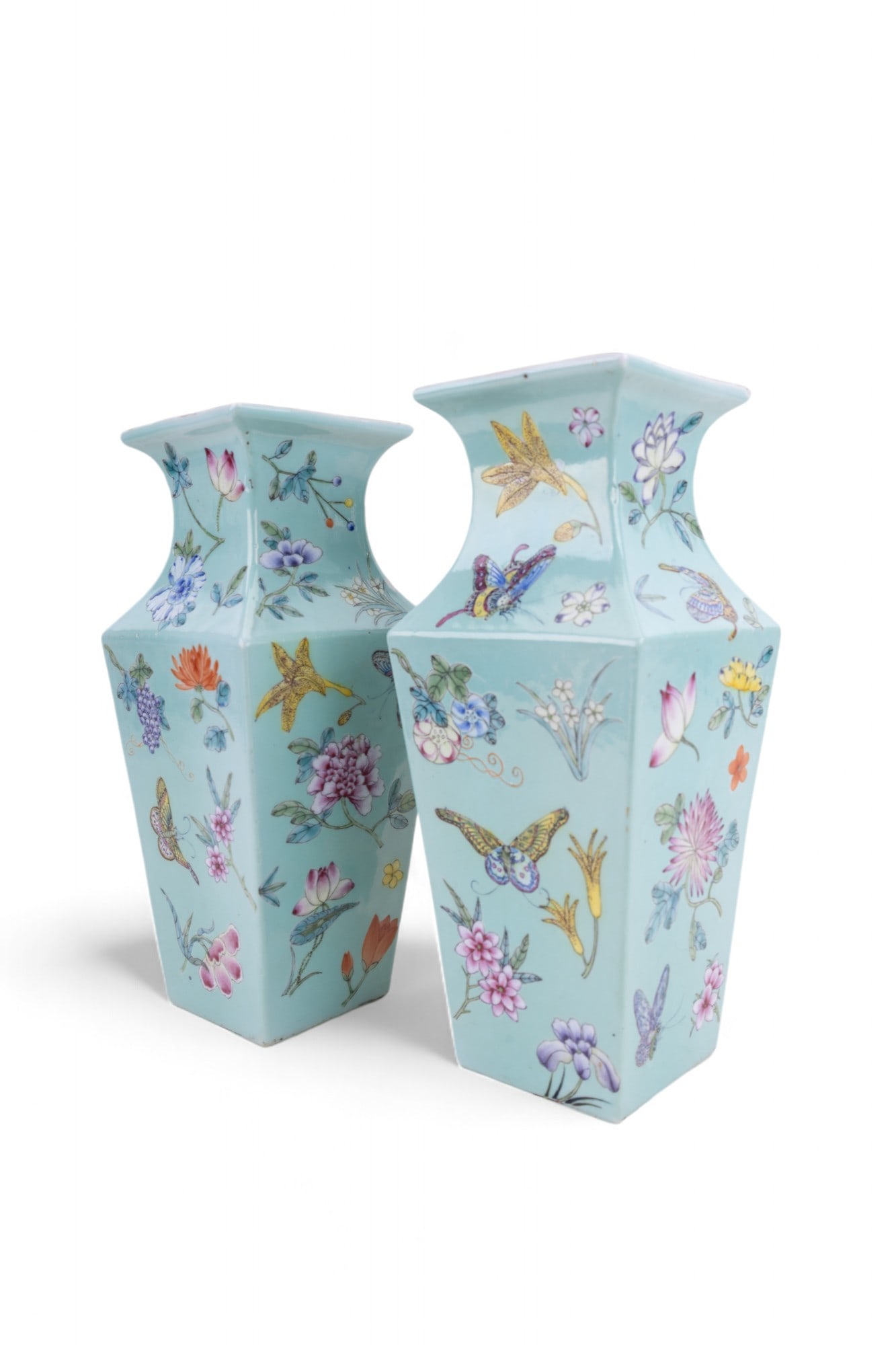 Chinese Square Famille Rose Vase Pair (1 of 20)
