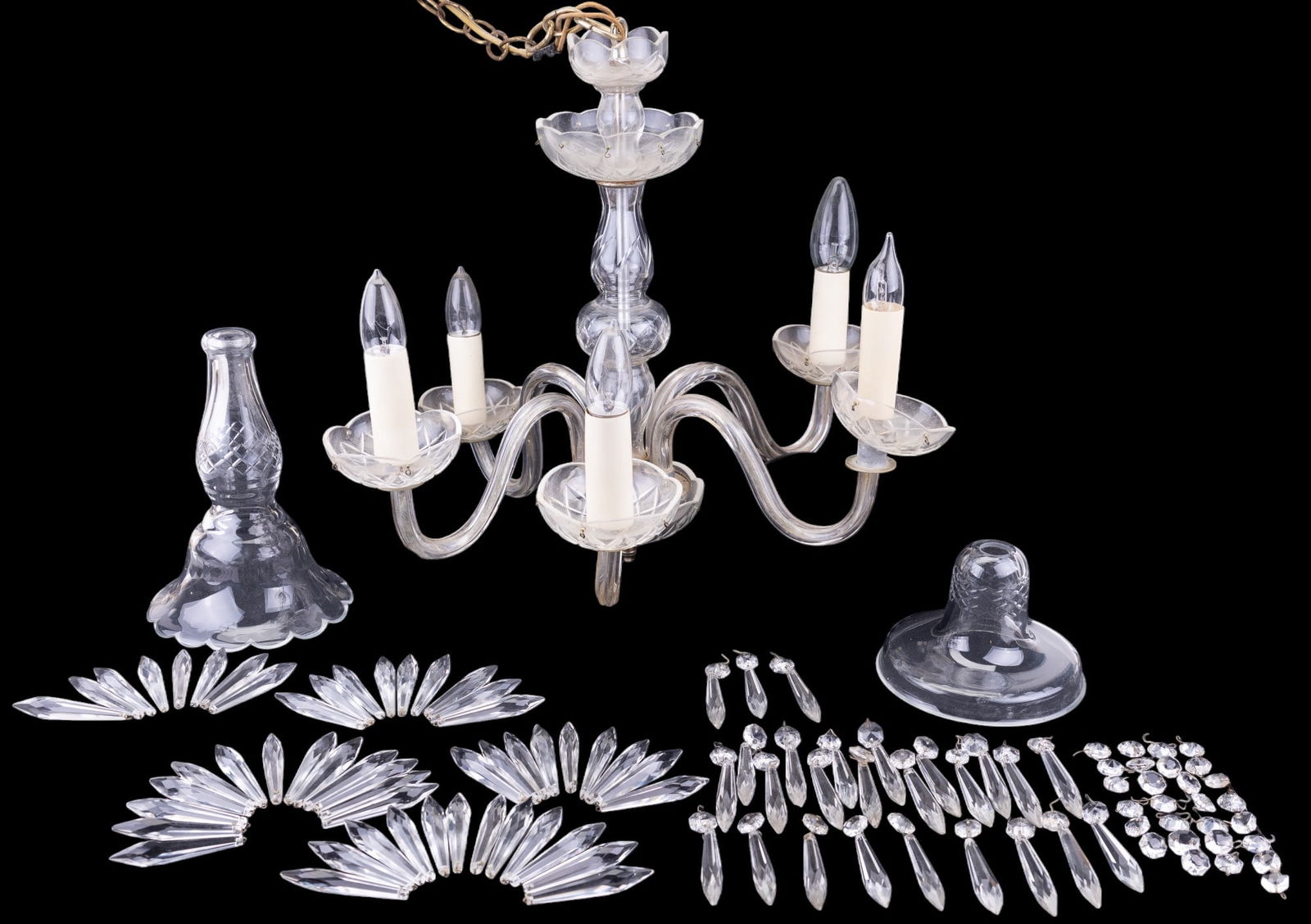 Vintage 1940s Glass Chandelier (1 of 20)