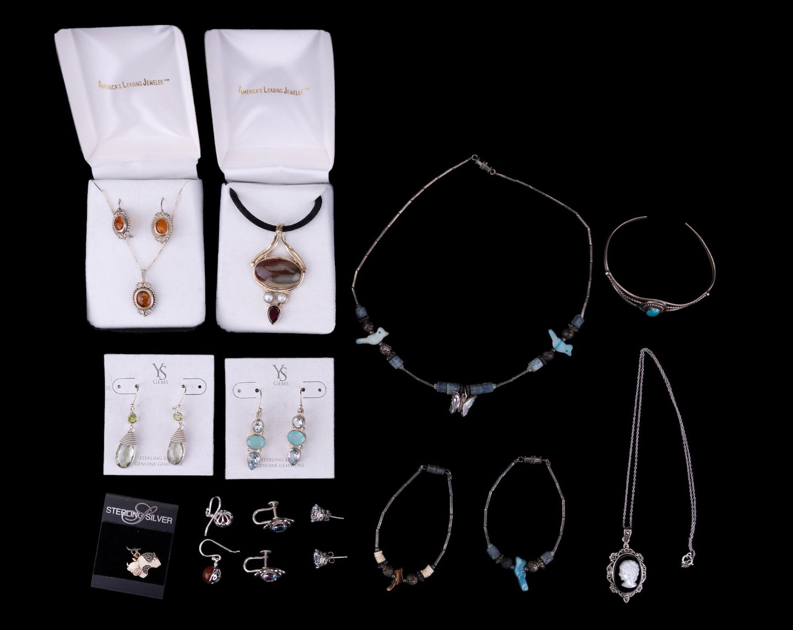 Sterling Silver & Amber, Turquoise, Fetish Neck. (1 of 12)