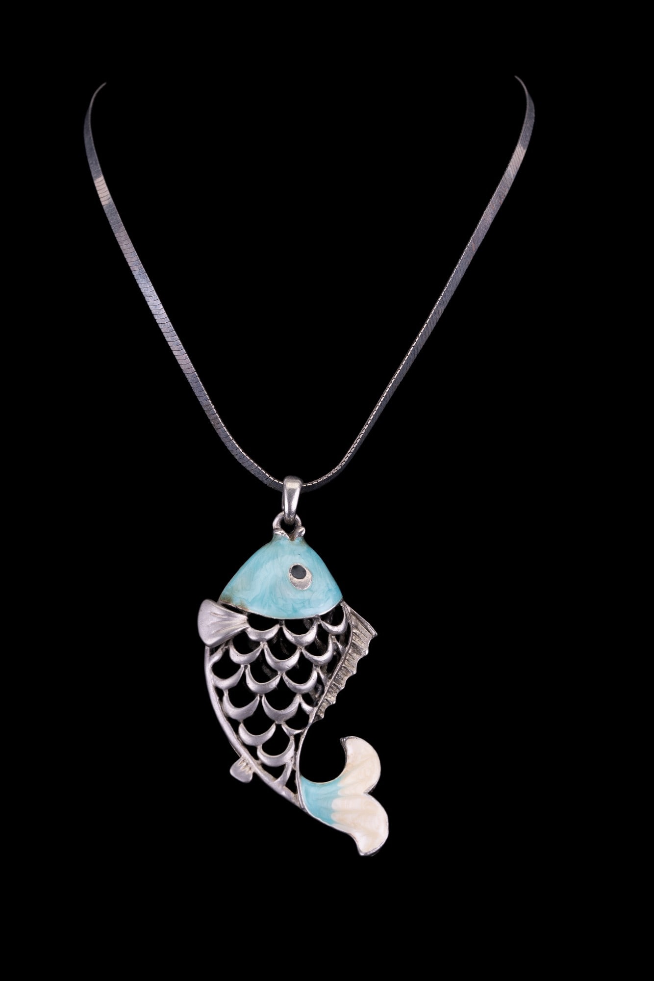 Sterling Silver Fish Pendant w/ Sterling Chain (1 of 5)