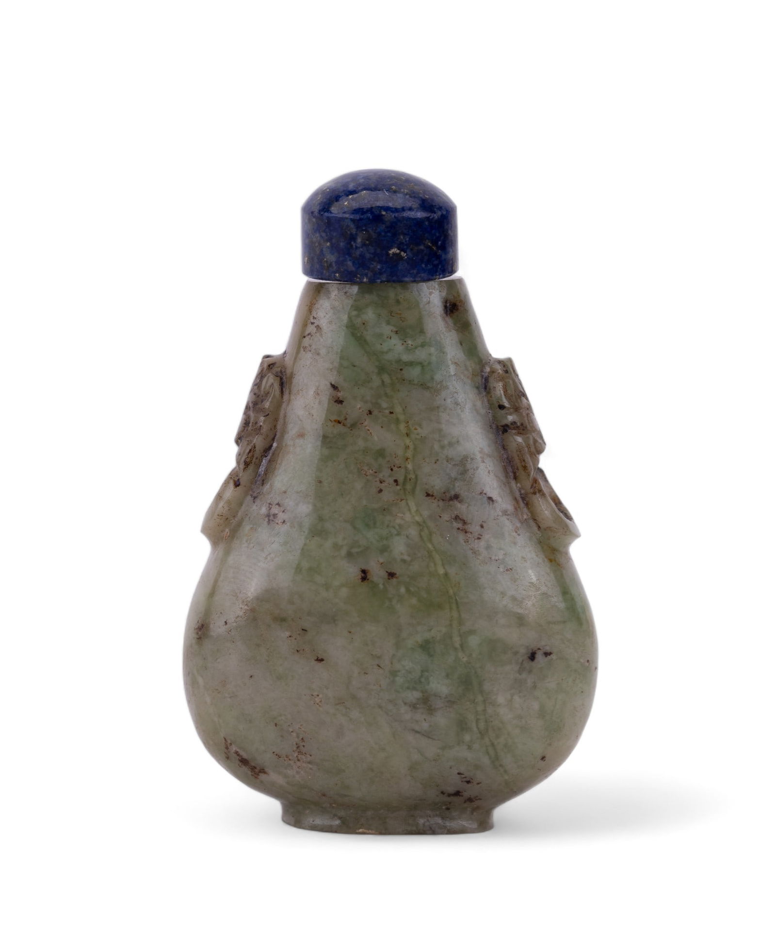 Antique Nephrite Jade Snuff Bottle w/ Lapis Cork (1 of 8)