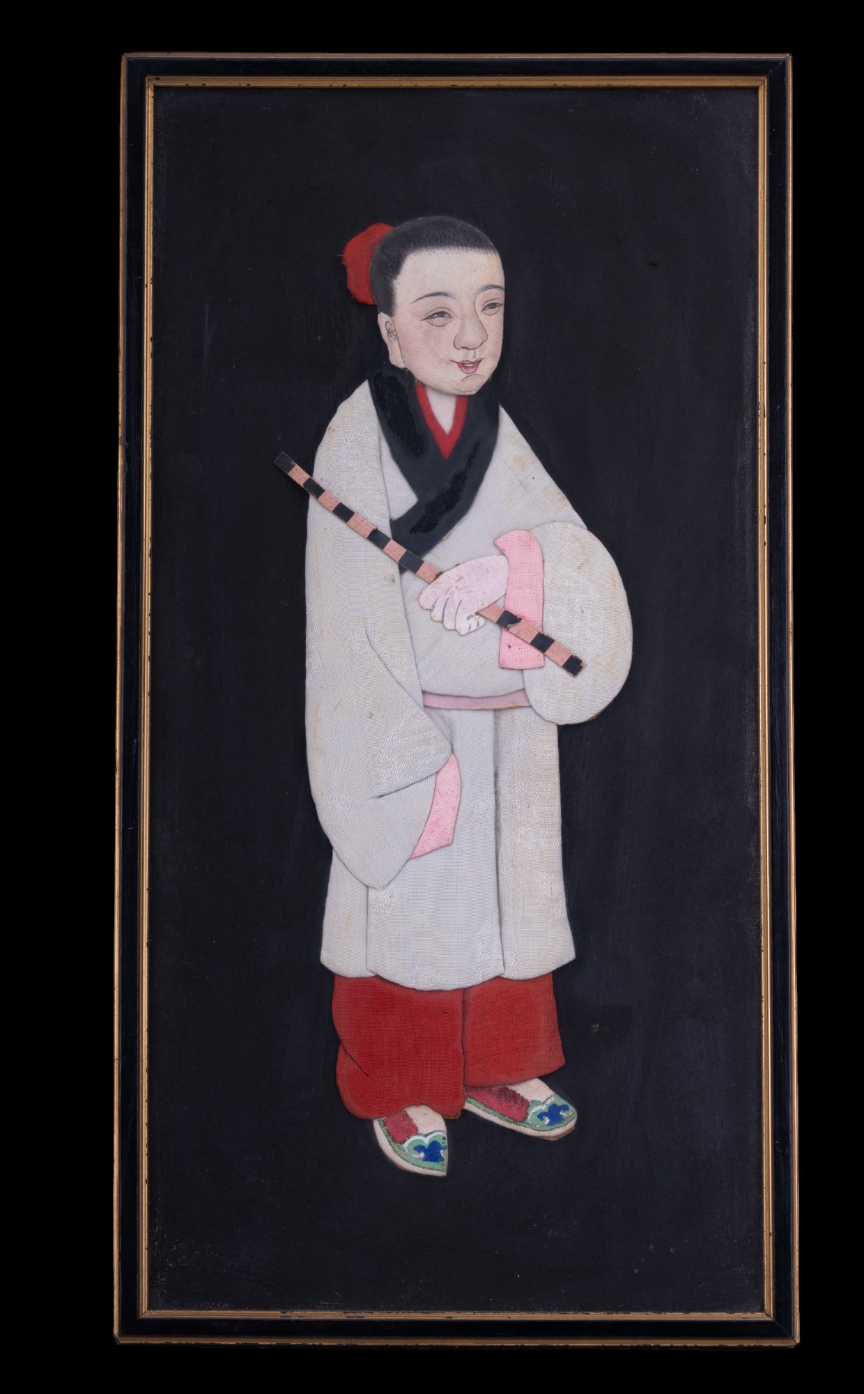 Chinese Silk Folk Art Collage Figure (1 of 4)