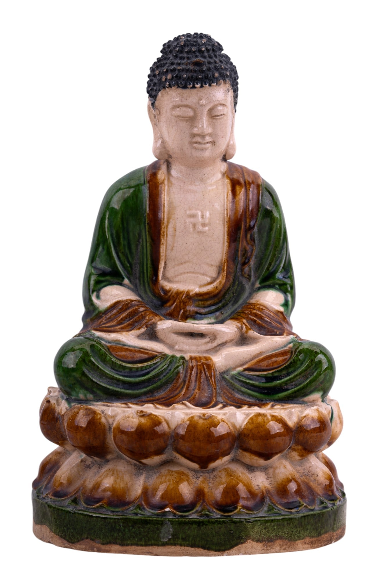Tang Sancai Shakyamuni Buddha Porcelain Statue (1 of 9)