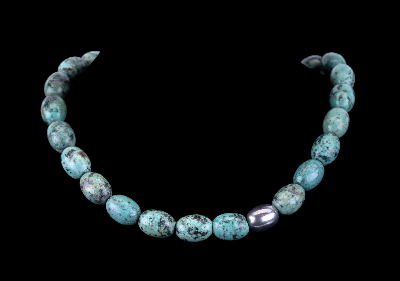 Sterling & Turquoise Necklace: Robin's egg blue polished turquoise necklace with .925 sterling closure