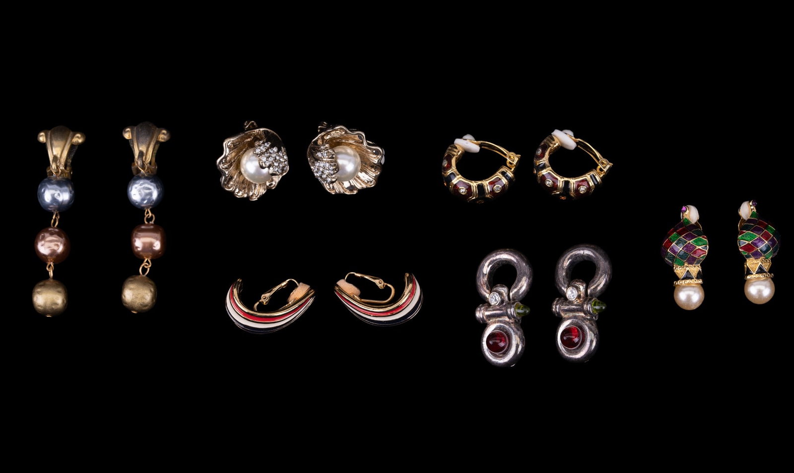 Joan Rivers & Other Vintage Earrings: Two (2) pairs Joan Rivers, one Jeanne, and 3 unsigned pairs of clip earrings