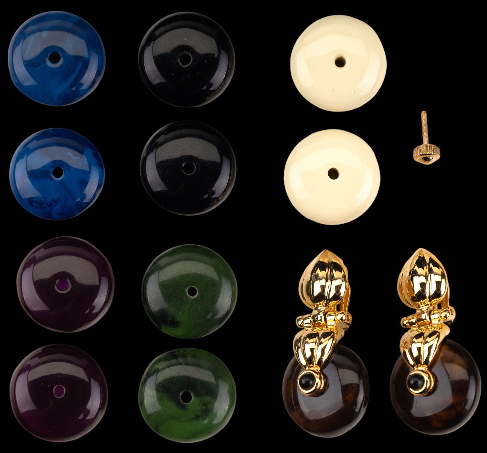 Joan Rivers Vintage Earrings: Gold tone clips with various changeable stone style pieces