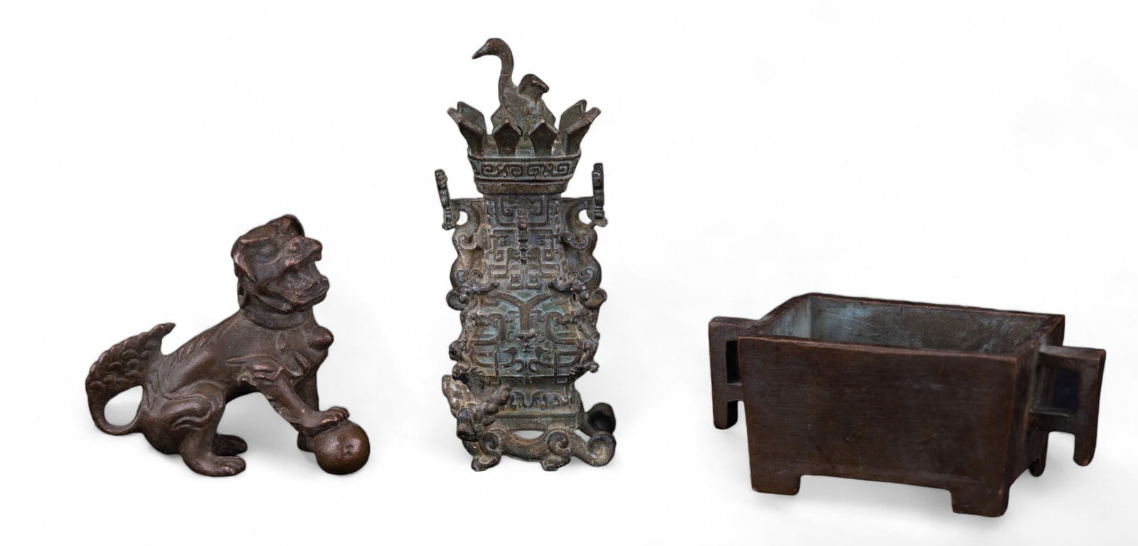 Signed Chinese Bronze Censer + Bronze Miniatures (1 of 16)